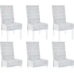 OMAXI Jídelní židle 6 ks světle hnědé ratan kubu a mangovníkové dřevo 715917