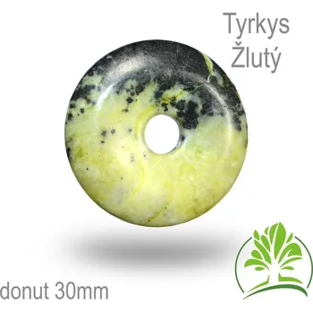 Drahý kámen Kámen TYRKYS Žlutý donut-o pr. 30mm tl.4,5mm.
