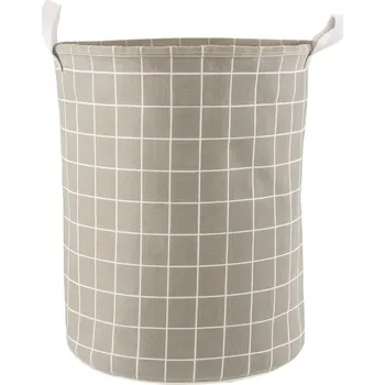 Koš na prádlo Skládací koš na prádlo kulatý, šedý pléd, PLEJO TYP 3