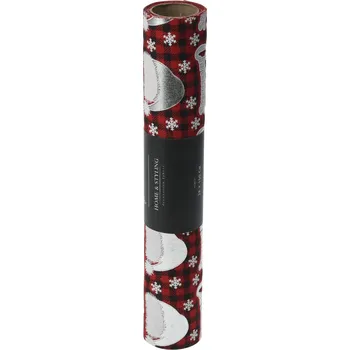 Vánoční dekorace Vánoční dekorační běhoun se Santovými čepicemi, tmavě červený (28x200 cm)