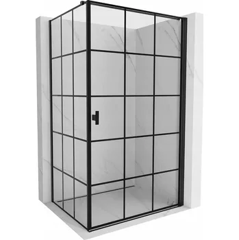 MEXEN MIST-B SPRCHOVÝ KOUT PRAVÝ 100X80 CM ČERNÝ RÁM, ČERNÁ MŘÍŽKA