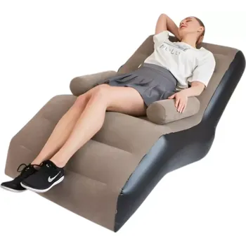 Nafukovací křeslo s područkami – pohodlný ležací set s pumpou - béžová