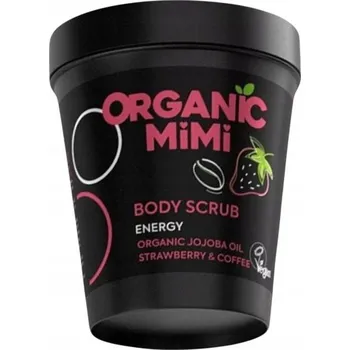 Tělový peeling ORGANICKÝ tělový peeling MIMI energy s vůní Jahoda a Káva, 250 g