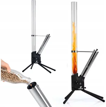 Zahradní gril Zahradní pochodeň Landmann černá skleněná 129,5 cm na dřevěné pelety