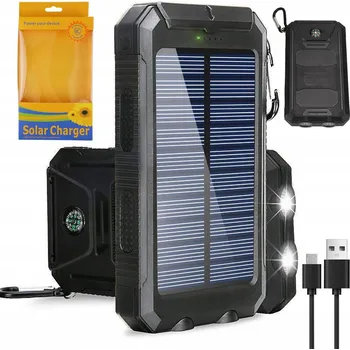 Powerbanka Powerbank 30000mAh Solární Protiskluzový Kompas Cestovní