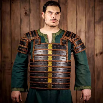 Karnevalový kostým Lord of Battles Vikinská a varjažská lamelová zbroj z oceli, kůže a mosazi - Outlet