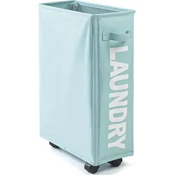 Koš na prádlo Skládací koš na prádlo s kolečky, modrá, LAUNDRY TYP 5