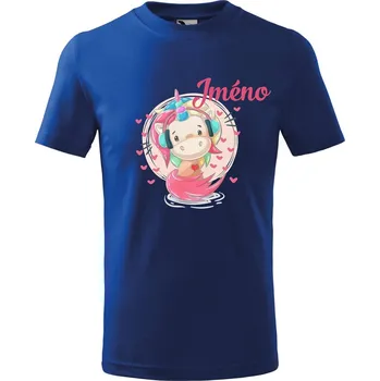 Chlapecké tričko DOBRÝ TRIKO Dětské tričko se jménem Jednorožec se sluchátky Velikost: 158/12 let, Barva: Královsky modrá