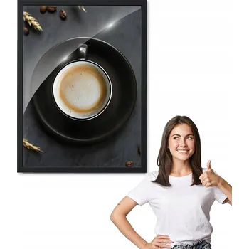 Obraz Obraz s rámem, motiv káva CAPPUCCINO + černý rámeček 50x70 do kuchyně, jídelny