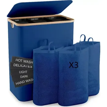 Koš na prádlo Skládací koš na prádlo velkokapacitní, modrá, LAUNDRY PRO 160