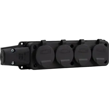 Elektrická zásuvka Gumová Rozbočka 4-zásuvka Schuko černá IP44 F-elektro F6.0398