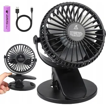 Domácí ventilátor VENTILÁTOR ČERNÝ MATNÝ USB S KLIPSEM, MALÝ PŘENOSNÝ, 3 RYCHLOSTI