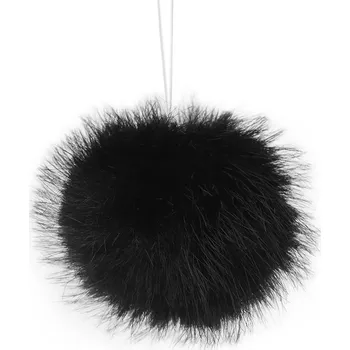 Příze Malá bambulka s poutkem černá (Kožešinová bambule s poutkem Ø4,5 cm)