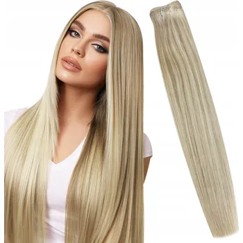 Příčesek Syntetické vlasy na pásce, umělé rovné, melír světlý blond, 150 g, 65 cm
