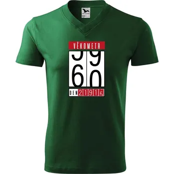 Pánské tričko DOBRÝ TRIKO Pánské V tričko s potiskem Věkometr 60 Velikost: 3XL, Barva: Lahvově zelená