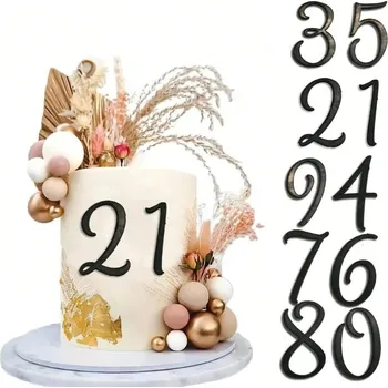 Party dekorace Narozeninová čísla na dort- celá sada | dortová dekorace, narozeninová dekorace - Černý , 1 sada