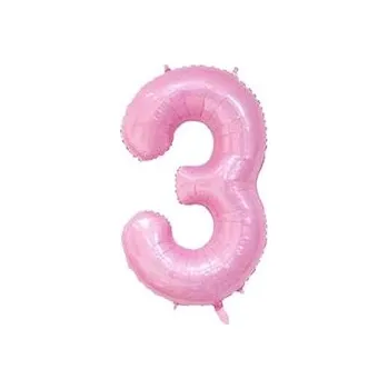 Balónek Velké balónky na oslavu 100cm - Čísla - Růžová Číslo: 3