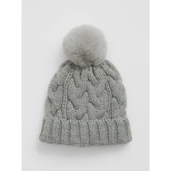 Čepice GAP Dětská čepice s bambulí - Holky GAP šedá 2501614