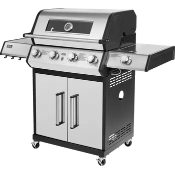Zahradní gril Teesa TSA0250 Plynový gril BBQ 5006 MASTER, 5 hořáků, 14 kW, černo-stříbrná