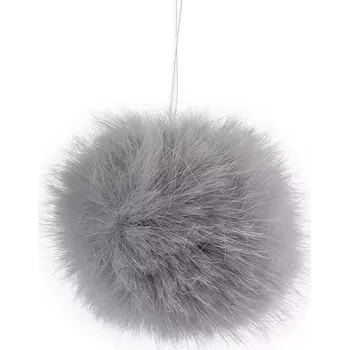 Příze Malá bambulka s poutkem šedá (Kožešinová bambule s poutkem Ø4,5 cm)