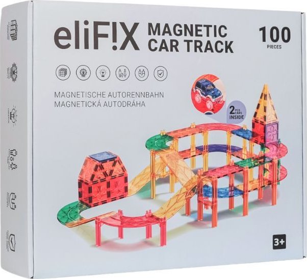 eliNeli Magnetická stavebnice EliFix fresh - autodráha 100 ks