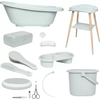 koupací vanička Bebe-Jou Digitální koupací sada Sense Plus 8 dílná Sky Green