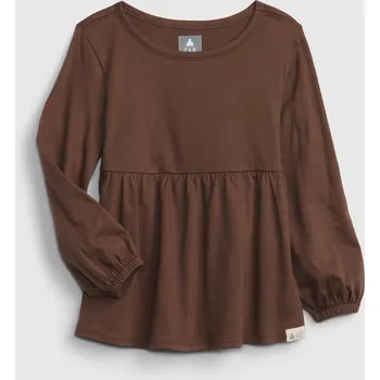 Dívčí tričko GAP Dětský nabíraný top organic - Holky GAP hnědá 2146880