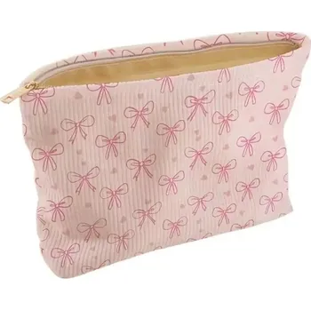 Kosmetická taška Kosmetická taštička s mašlí z manšestru | kosmetická taštička, cestovní organizér