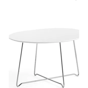Konferenční stolek Konferenční stolek IRIS, oválný, 870x670 mm, chrom, bílá deska