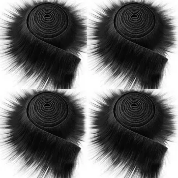 1,5 m Umělá kožešina s dlouhým vlasem na šití | kožešinová látka, dekorativní kožešina - černá