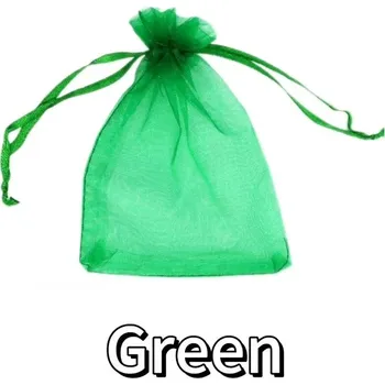Barevní organzové sáčky s tkanicí 50/100 ks | dárkové pytlíky, balicí sáčky - Zelený , 15 cm x 20 cm , 100 kusů