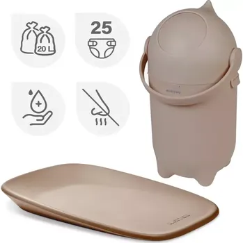 Kočárek NATTOU Koš na pleny Dropy a přebalovací podložka Softy 50x70 cm Taupe