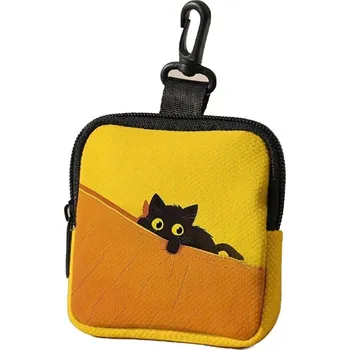 Peněženka Stylová mini peněženka s kočičím a psím motivem | mini peněženka, dámská peněženka - Žluť