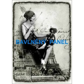 Panel bavlna - Dáma a Eifelova věž -164-160