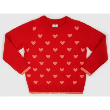 Dívčí svetr GAP Dětský svetr vzor srdce - Holky GAP červená 2143642