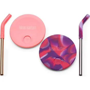 Termohrnek Klean Kanteen sada víček a brček Kid Cup Straw Lid 2pack pink tie dye