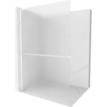 MEXEN KIOTO+ L SPRCHOVÁ STĚNA WALK-IN 100 x 200 CM S POLIČKOU BÍLÁ