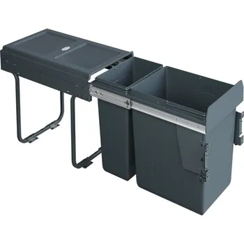 Odpadkový koš Výsuvný odpadkový 2-koš, 300mm 1x20 l + 1x10 l + set pro úchycení dvířek, antracit, K30 (Výsuvný odpadkový 2-koš 1x20 l + 1x10 l + set pro úchycení dvířek, antracit, K30)
