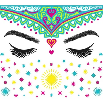 Tetování Fluorescenční tetování na obličej - Čelenka a hvězdy