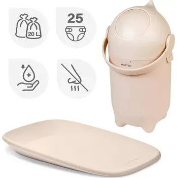 Kočárek NATTOU Koš na pleny Dropy a přebalovací podložka Softy 50x70 cm Beige