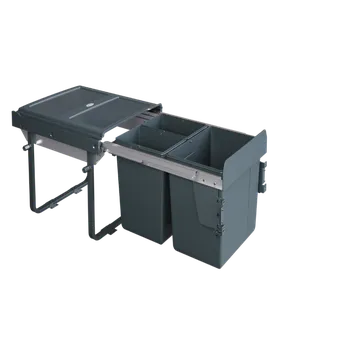 Odpadkový koš Výsuvný odpadkový koš 450, 3-koš Komfort 1x20 l + 2x10 l + set pro úchycení dvířek, antracit (Výsuvný odpadkový 3-koš Komfort 1x20 l + 2x10 l + set pro úchycení dvířek, antracit)