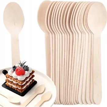 Příbor DŘEVĚNÉ LŽIČKY NA ČAJOVOU KÁVU A ZMRZLINU EKO LŽÍCE NA JEDNO POUŽITÍ 11 CM 100 KS