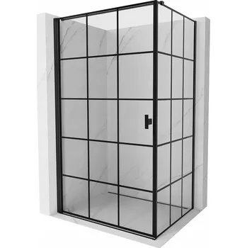 MEXEN MIST-B SPRCHOVÝ KOUT LEVÝ 90X100 CM ČERNÝ RÁM ČERNÁ MŘÍŽKA