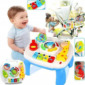 Hračka pro nejmenší INTERAKTIVNÍ VZDĚLÁVACÍ STOLEK S HUDEBNÍM PANELEM 2v1 ŽIRAFA +18 m