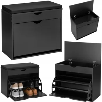 Botník Botník černá s výklopným sedátkem, 1-dveřová, 60x53x30 cm