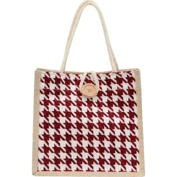 Stylová termo taška s pepitovým vzorem | termo taška, taška na oběd - Červený