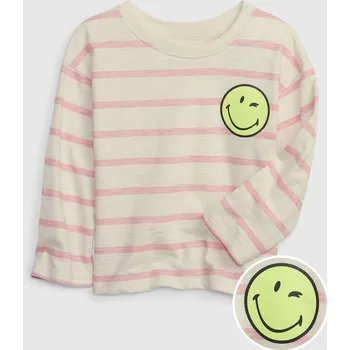 Dívčí tričko GAP Dětské tričko &amp; Smiley® - Holky GAP krémová | růžová 2143846