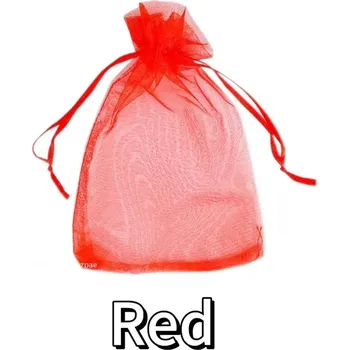 Barevní organzové sáčky s tkanicí 50/100 ks | dárkové pytlíky, balicí sáčky - Červený , 15 cm x 20 cm , 50 kusů