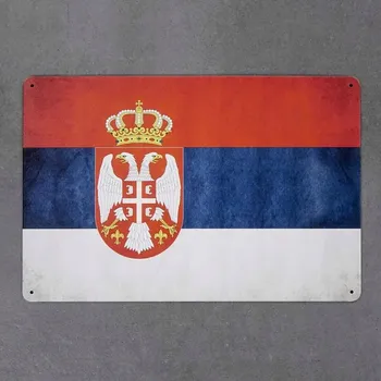 Obraz Dekorativní kovová cedule VLAJKA SRBSKA