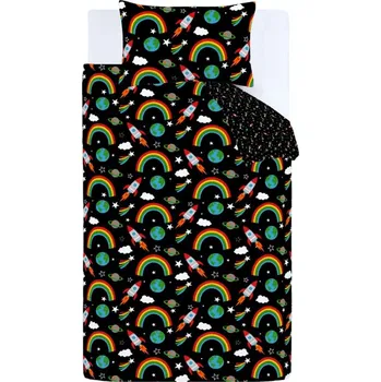 Povlečení Černé dětské povlečení na jednolůžko 135x200 cm Rainbow Rockets – Catherine Lansfield ID_1802029